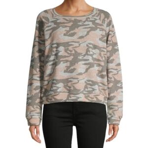 Monrow Camo Sz M Cotton Crewneck Sweatshirt